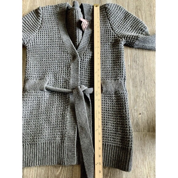 Juicy Couture Gray Lambs Wool Blend Open Front Sash Tie Cardigan Sweater Large - Picture 6 of 9